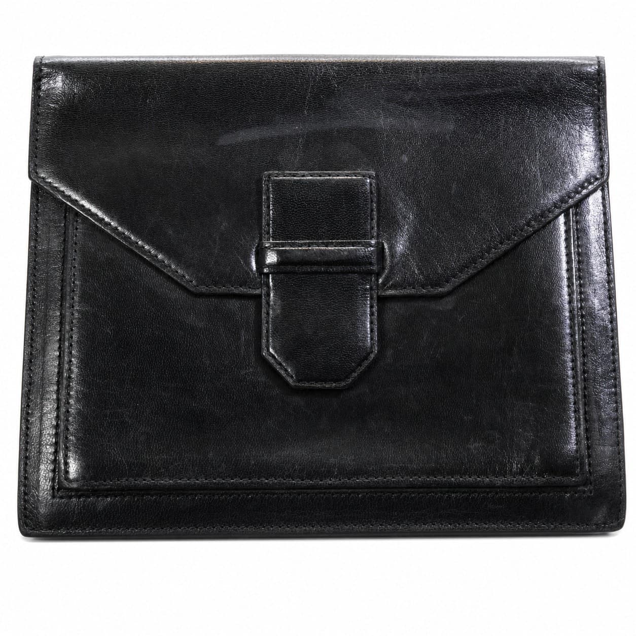 Yves Saint Laurent Black Leather Envelope Clutch Wallet Handbag Purse handbags auction on bidia.ai