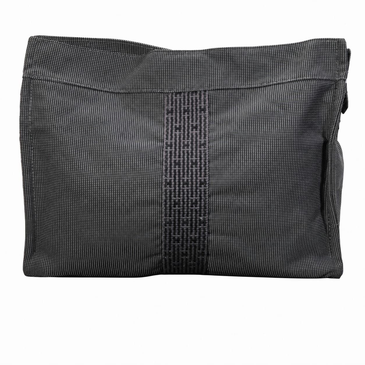 Hermès Herline Canvas Clutch Pouch Handbag Purse Bag Gray handbags auction on bidia.ai