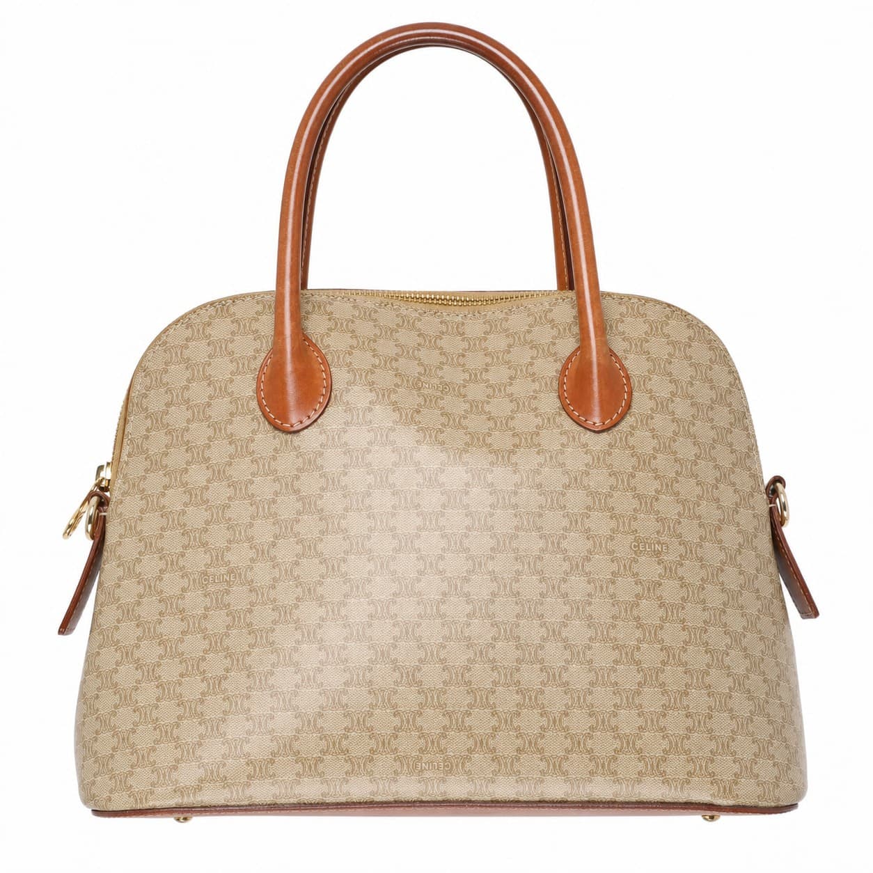Céline Macadam Coated Canvas Leather Beige Dome Satchel Handbag Purse Bag handbags auction on bidia.ai
