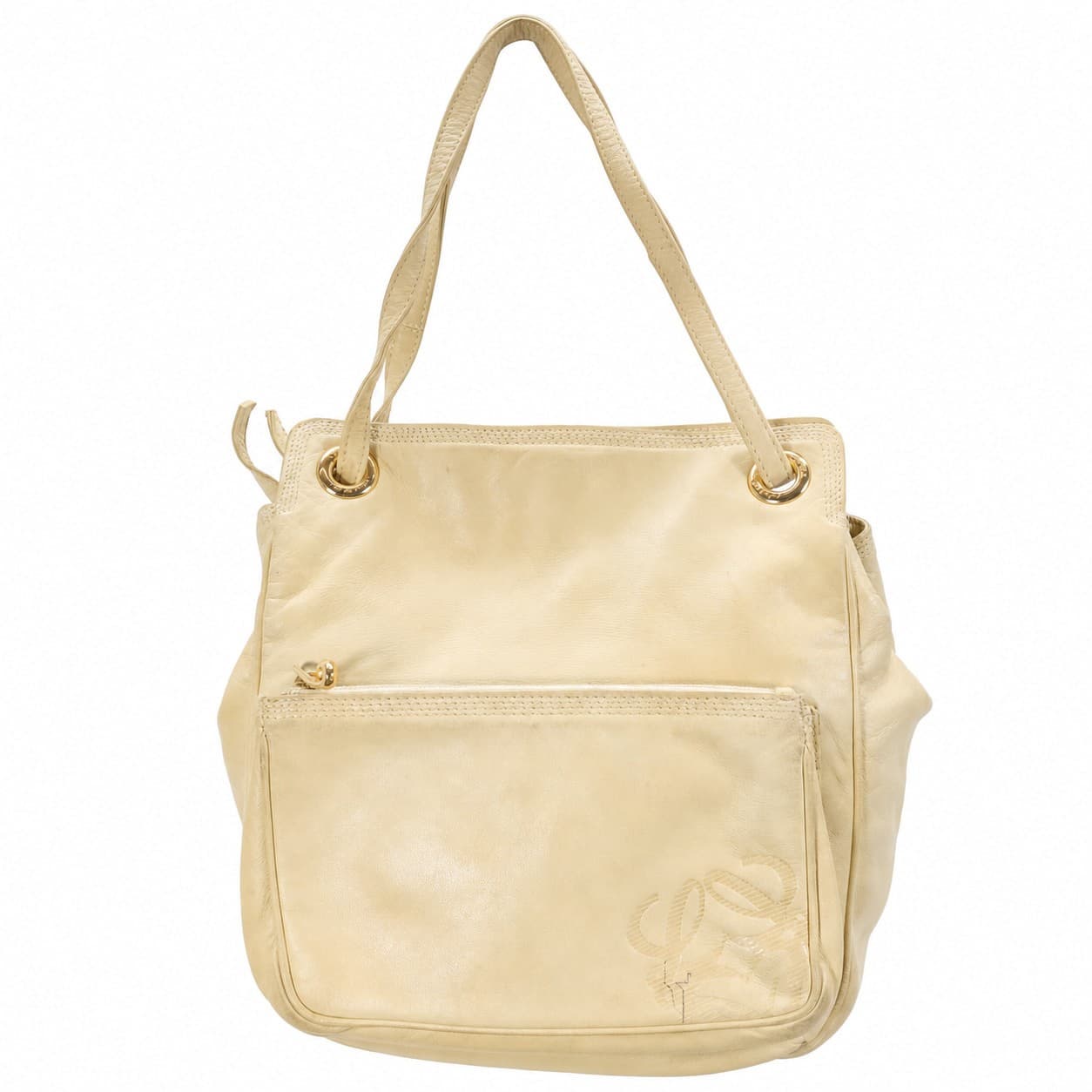 Loewe Leather Shoulder Bag Handbag Purse Yellow Gold Hardware handbags auction on bidia.ai
