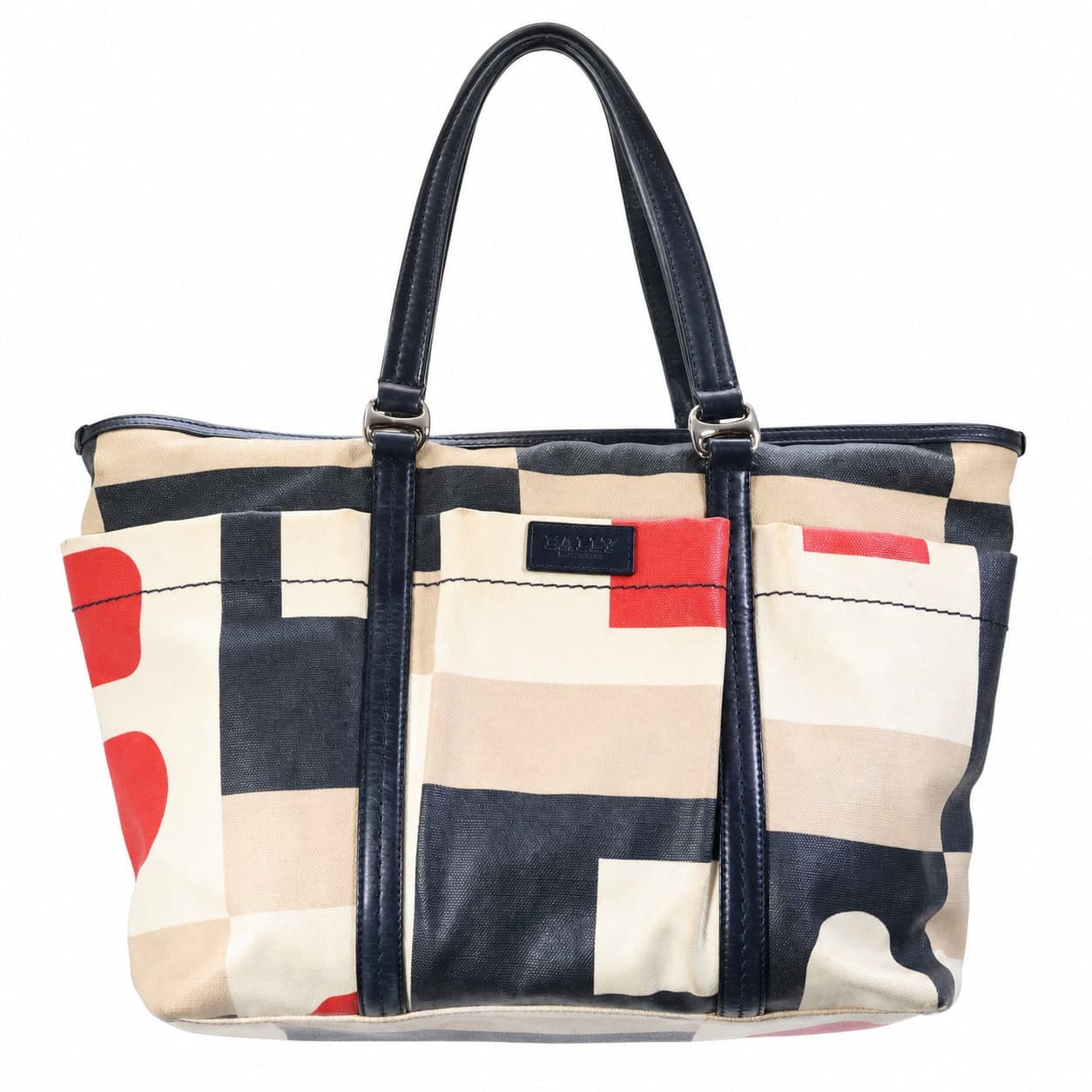 Bally Geometric Canvas Tote Bag Handbag Purse Shoulder Bag Multicolor handbags auction on bidia.ai