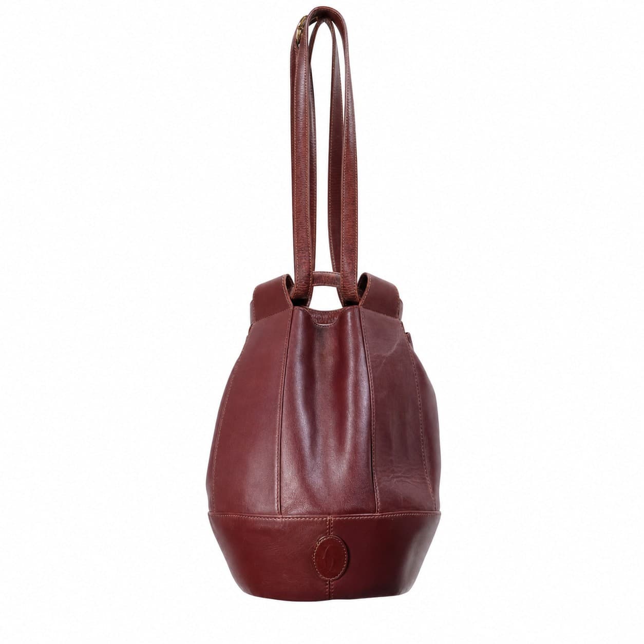 Cartier Must De Cartier Burgundy Leather Bucket Bag Handbag Purse Shoulder Bag Drawstring handbags auction on bidia.ai