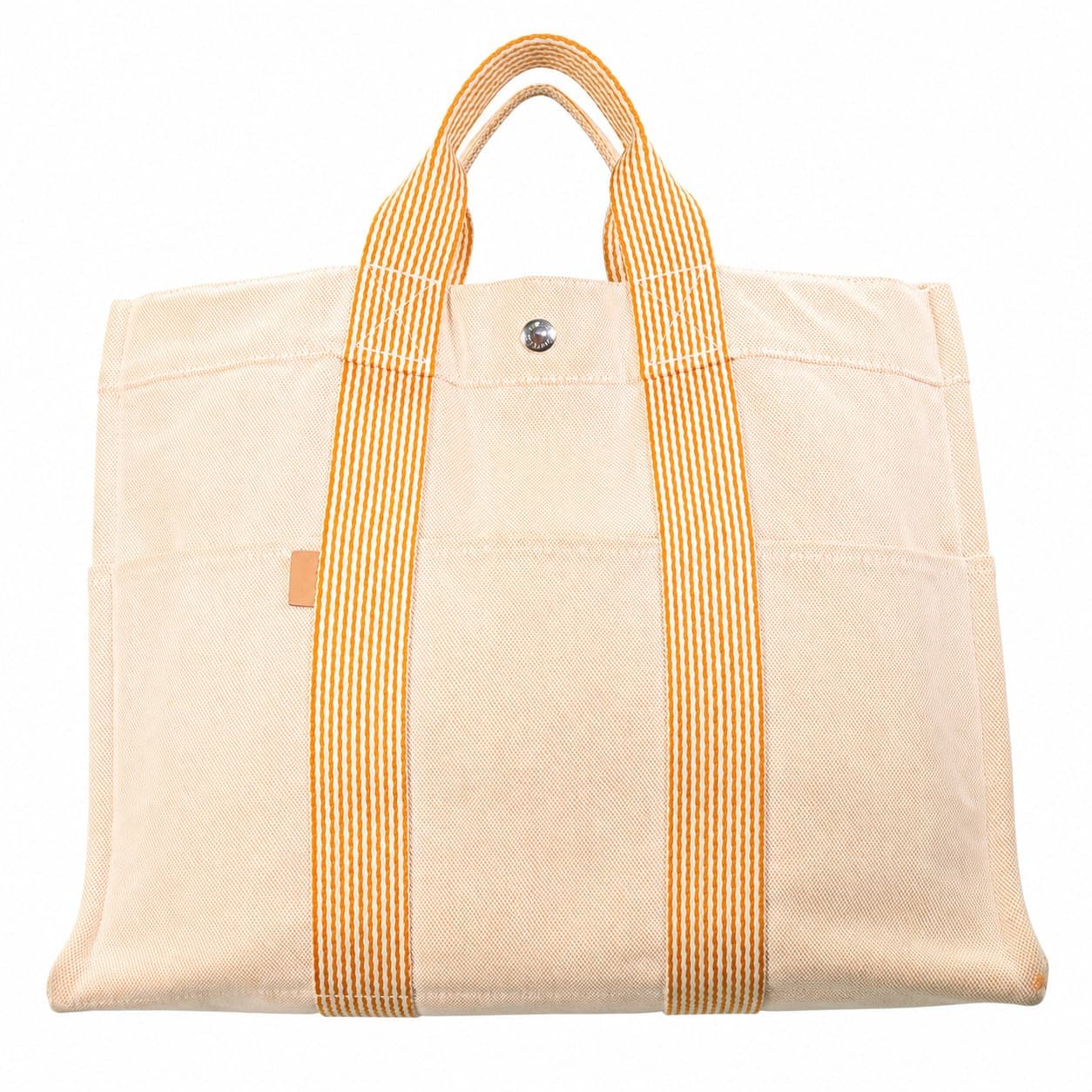 Hermès Fourre Tout Canvas Tote Bag Handbag Purse Beige Orange Stripe handbags auction on bidia.ai