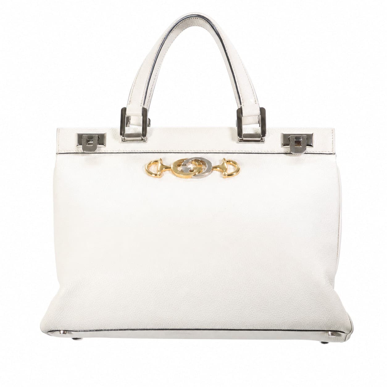 Gucci Zumi Medium Leather Top Handle Bag Handbag Purse White handbags auction on bidia.ai