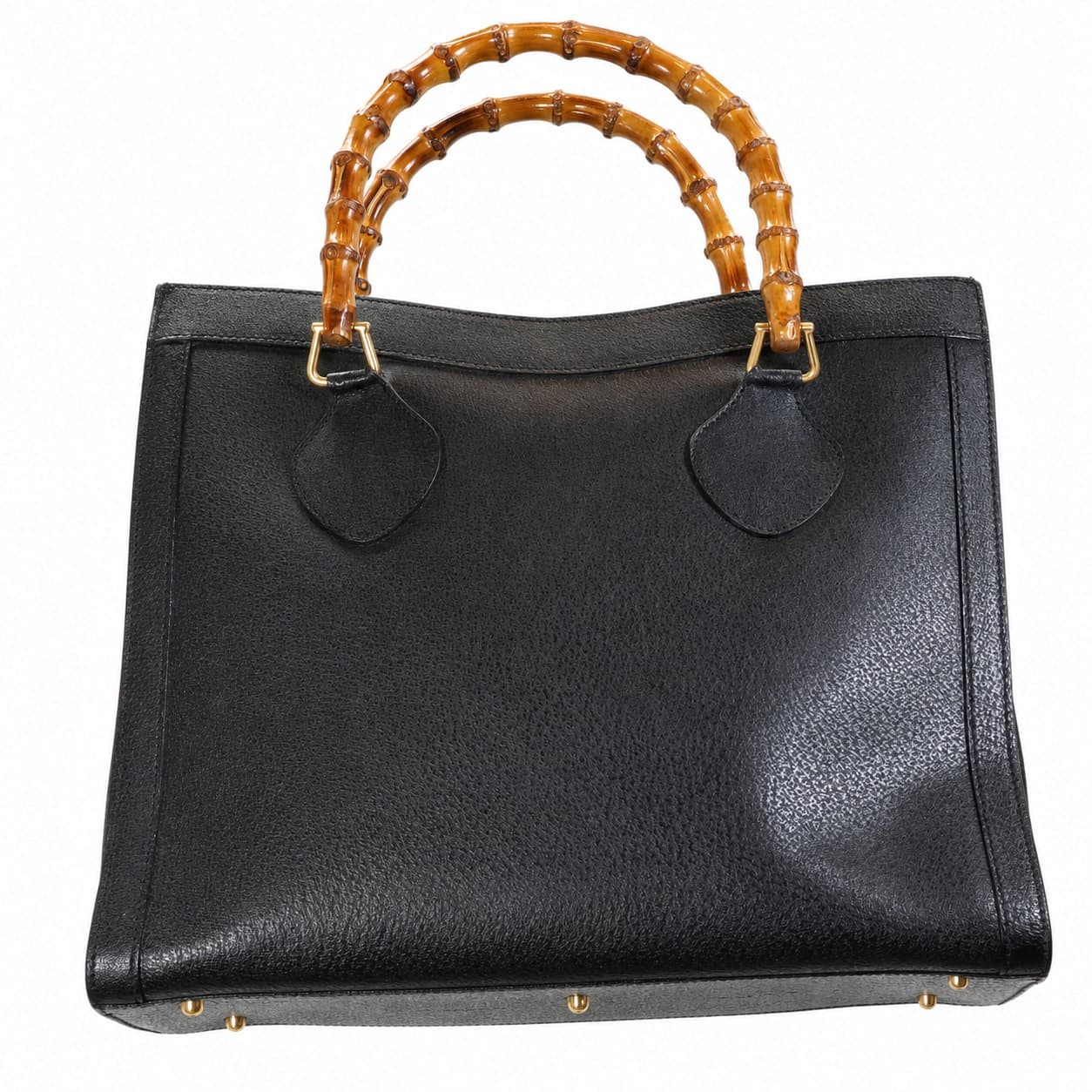 Gucci Diana Bamboo Handle Tote Bag Handbag Purse Black Leather Gold Hardware handbags auction on bidia.ai