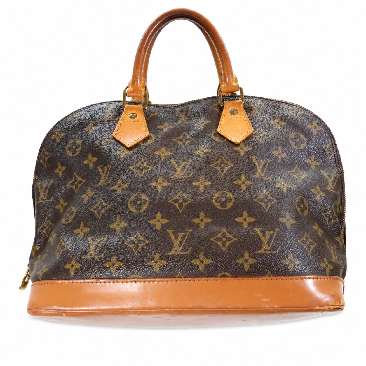 Louis Vuitton Alma PM Monogram Canvas Leather Handbag Purse Bag Brown handbags auction on bidia.ai
