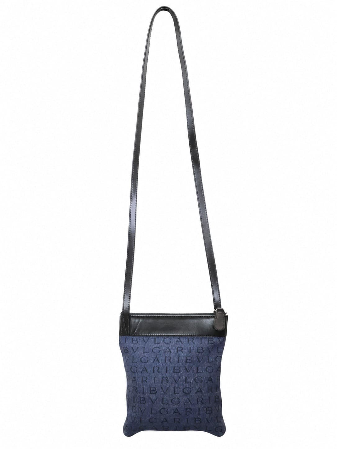 Bulgari Logo Mania Denim Leather Crossbody Shoulder Bag Purse Pouch Blue handbags auction on bidia.ai