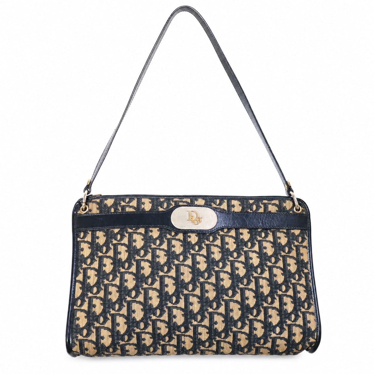 Christian Dior Oblique Trotter Canvas Shoulder Bag Handbag Purse Beige Black handbags auction on bidia.ai