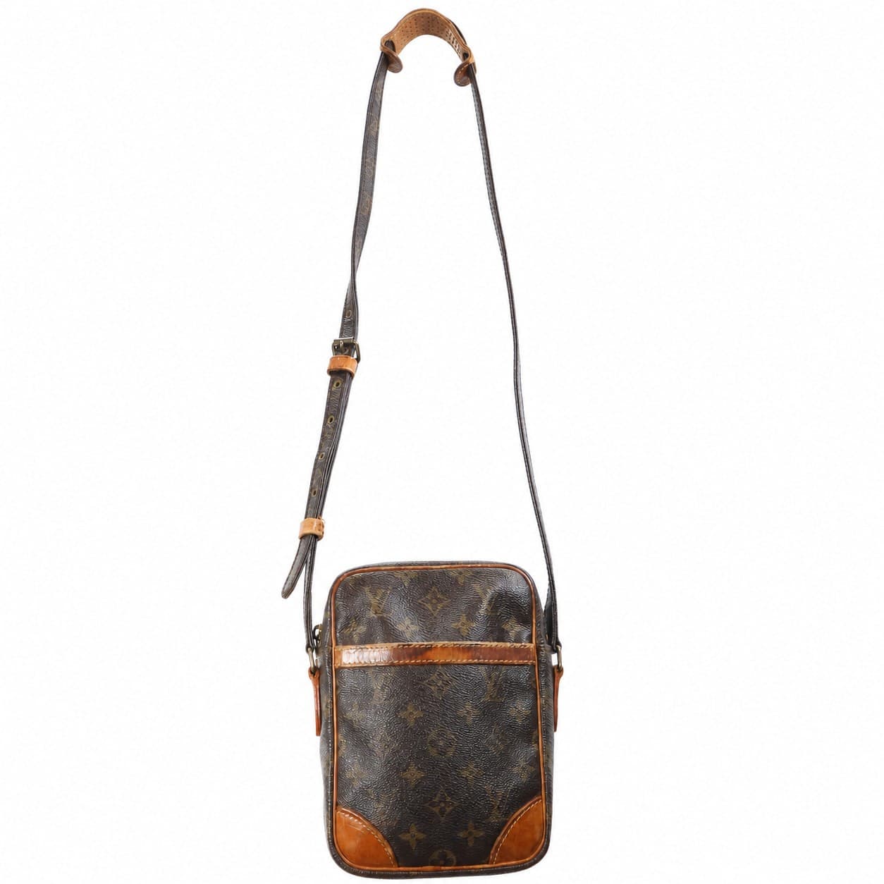 Louis Vuitton Danube Monogram Canvas Crossbody Shoulder Bag Handbag Purse Brown handbags auction on bidia.ai