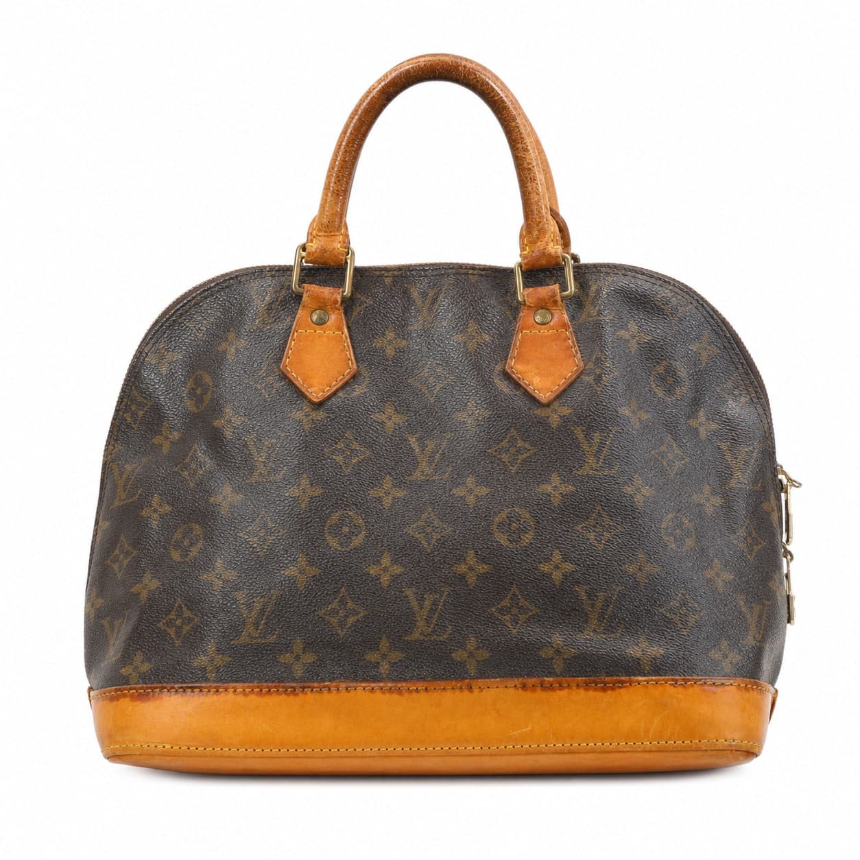 Louis Vuitton Alma MM Monogram Canvas Top Handle Handbag Bag Purse Brown handbags auction on bidia.ai