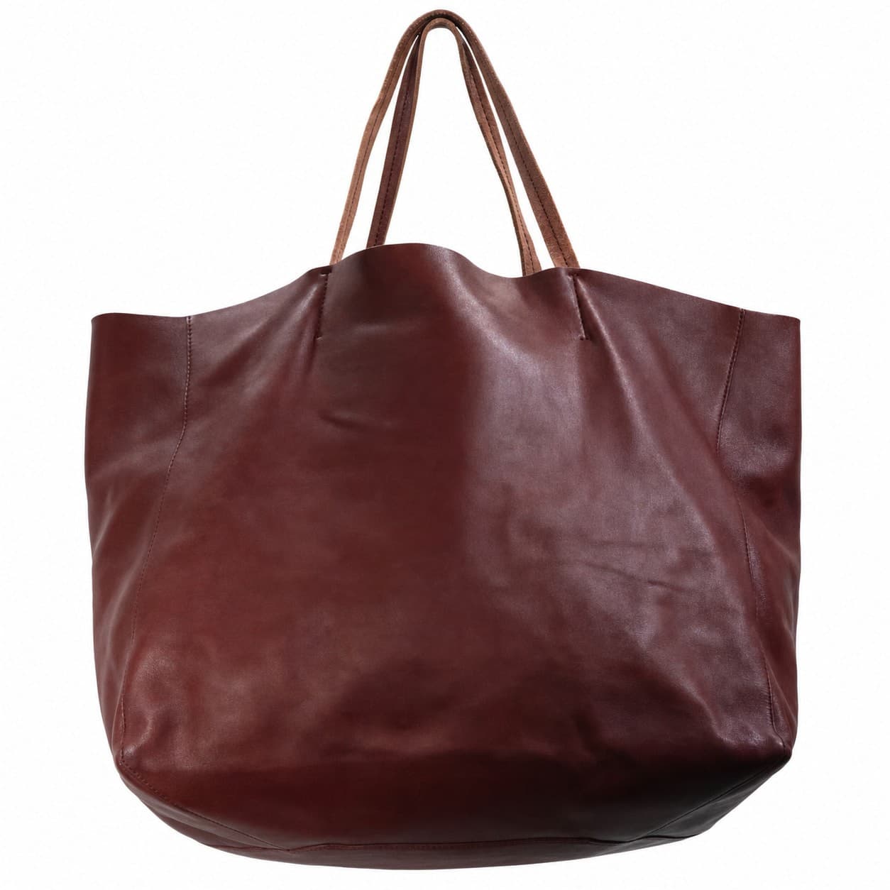 Céline Horizontal Cabas Leather Tote Shoulder Bag Handbag Burgundy handbags auction on bidia.ai