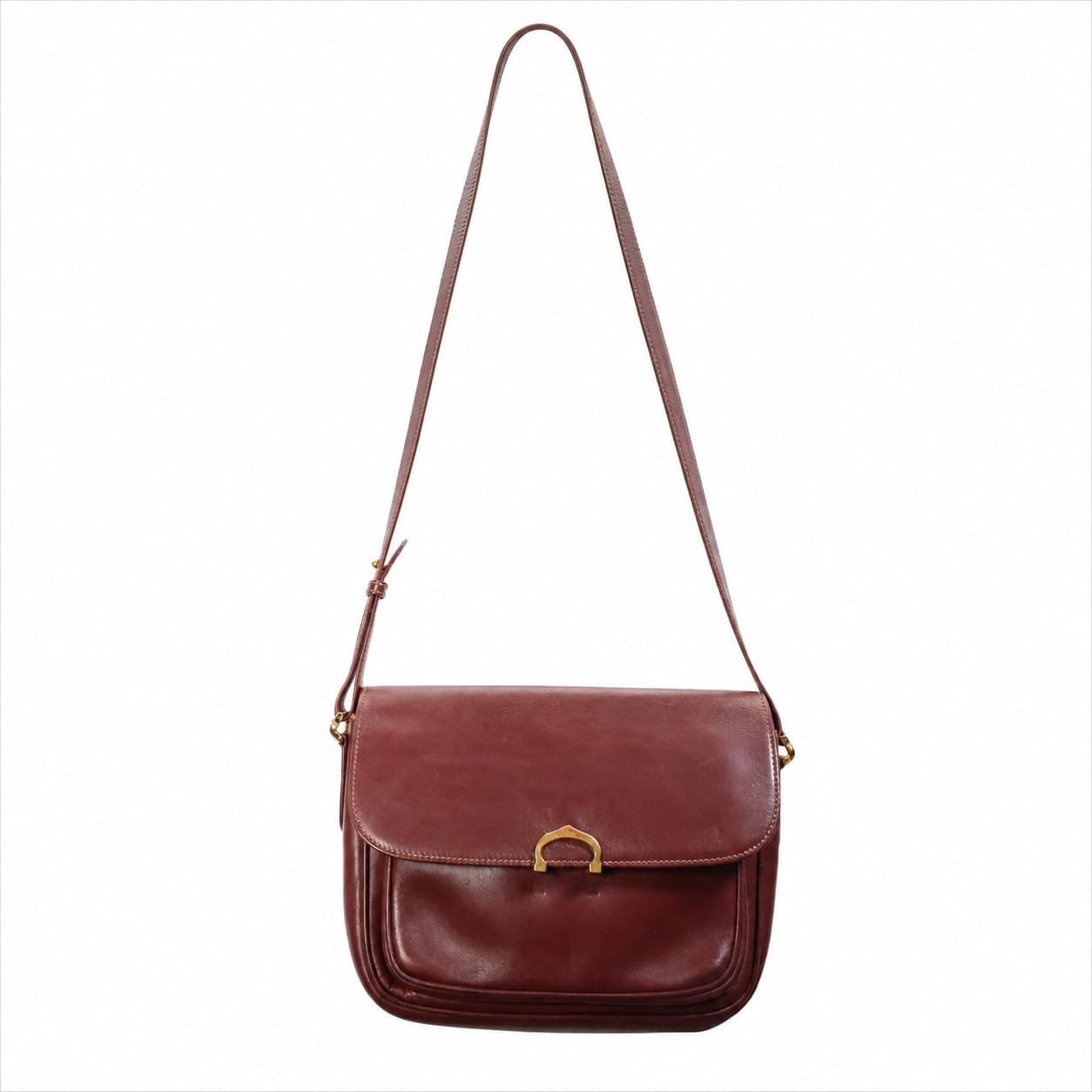 Cartier Must De Cartier Burgundy Leather Crossbody Shoulder Bag Handbag Purse handbags auction on bidia.ai
