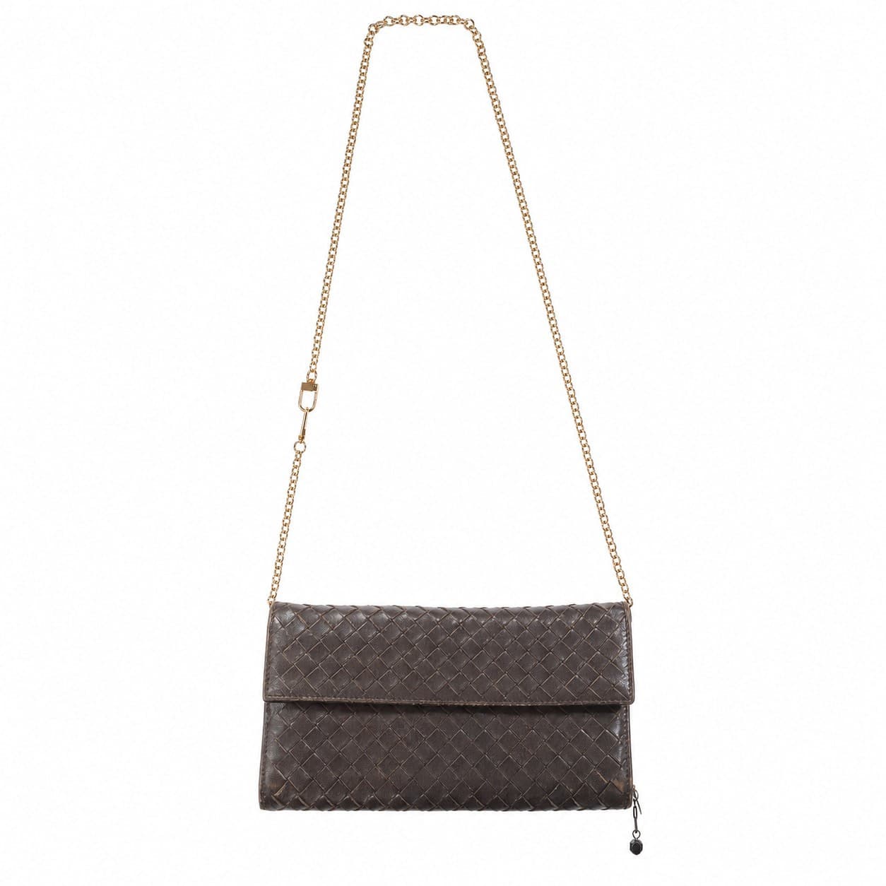 Bottega Veneta Intrecciato Brown Leather Wallet Chain Crossbody Bag Purse handbags auction on bidia.ai