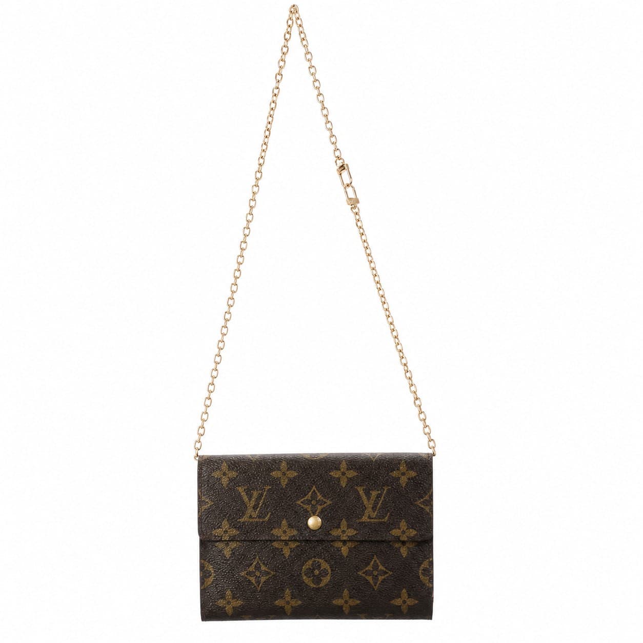Louis Vuitton Porte Tresor Monogram Canvas Wallet On Chain Crossbody Handbag handbags auction on bidia.ai