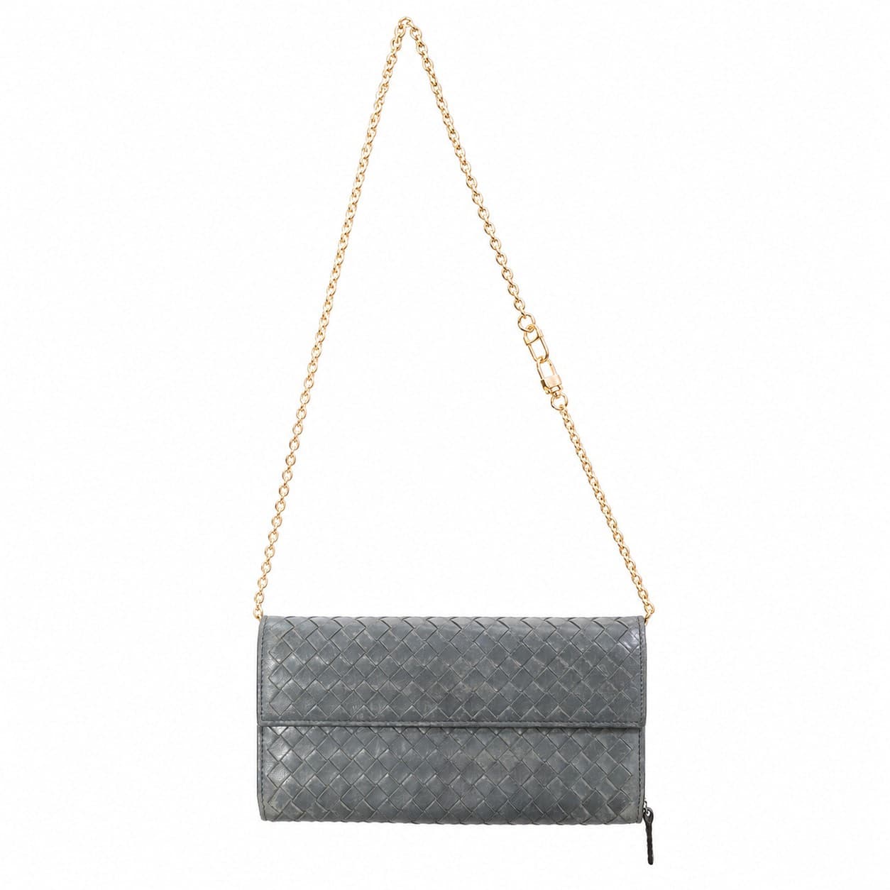 Bottega Veneta Intrecciato Leather Wallet On Chain Crossbody Clutch Gray handbags auction on bidia.ai
