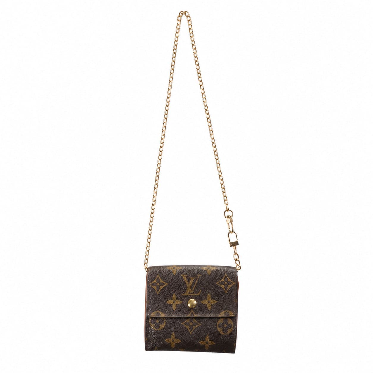 Louis Vuitton Monogram Canvas Compact Trifold Wallet Crossbody Purse Chain handbags auction on bidia.ai