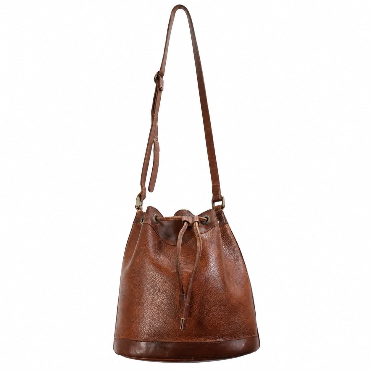 Burberrys Brown Leather Bucket Bag Drawstring Shoulder Bag Crossbody Purse handbags auction on bidia.ai