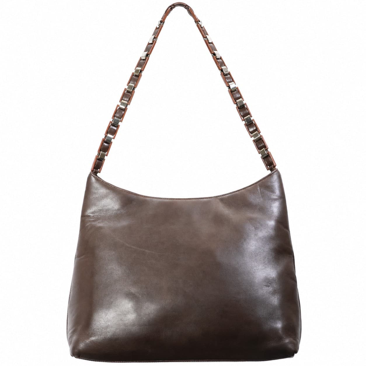 Salvatore Ferragamo Brown Leather Hobo Shoulder Bag Handbag Purse Chain Strap handbags auction on bidia.ai