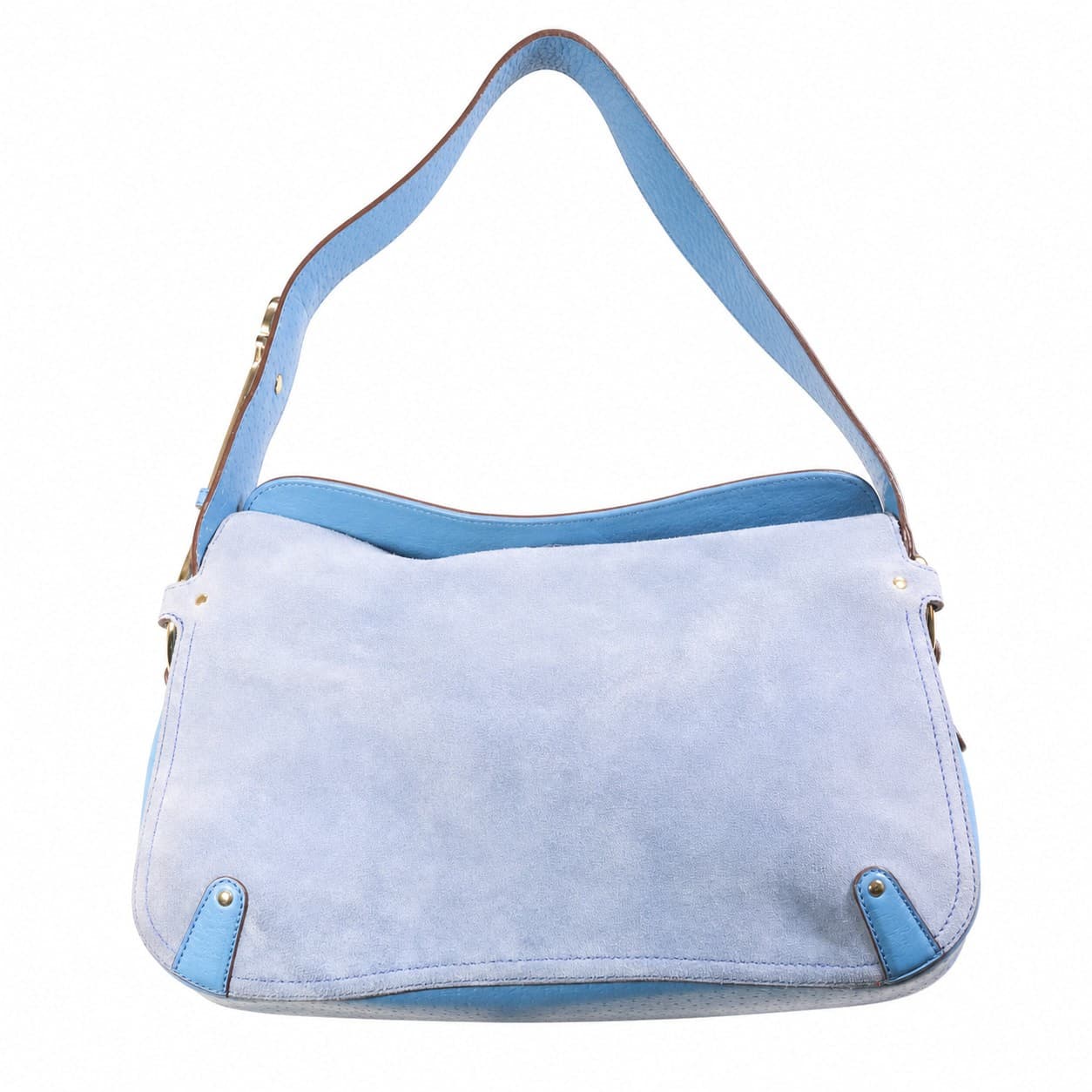 Salvatore Ferragamo Gancini Blue Suede Leather Shoulder Bag Hobo Handbag Purse handbags auction on bidia.ai