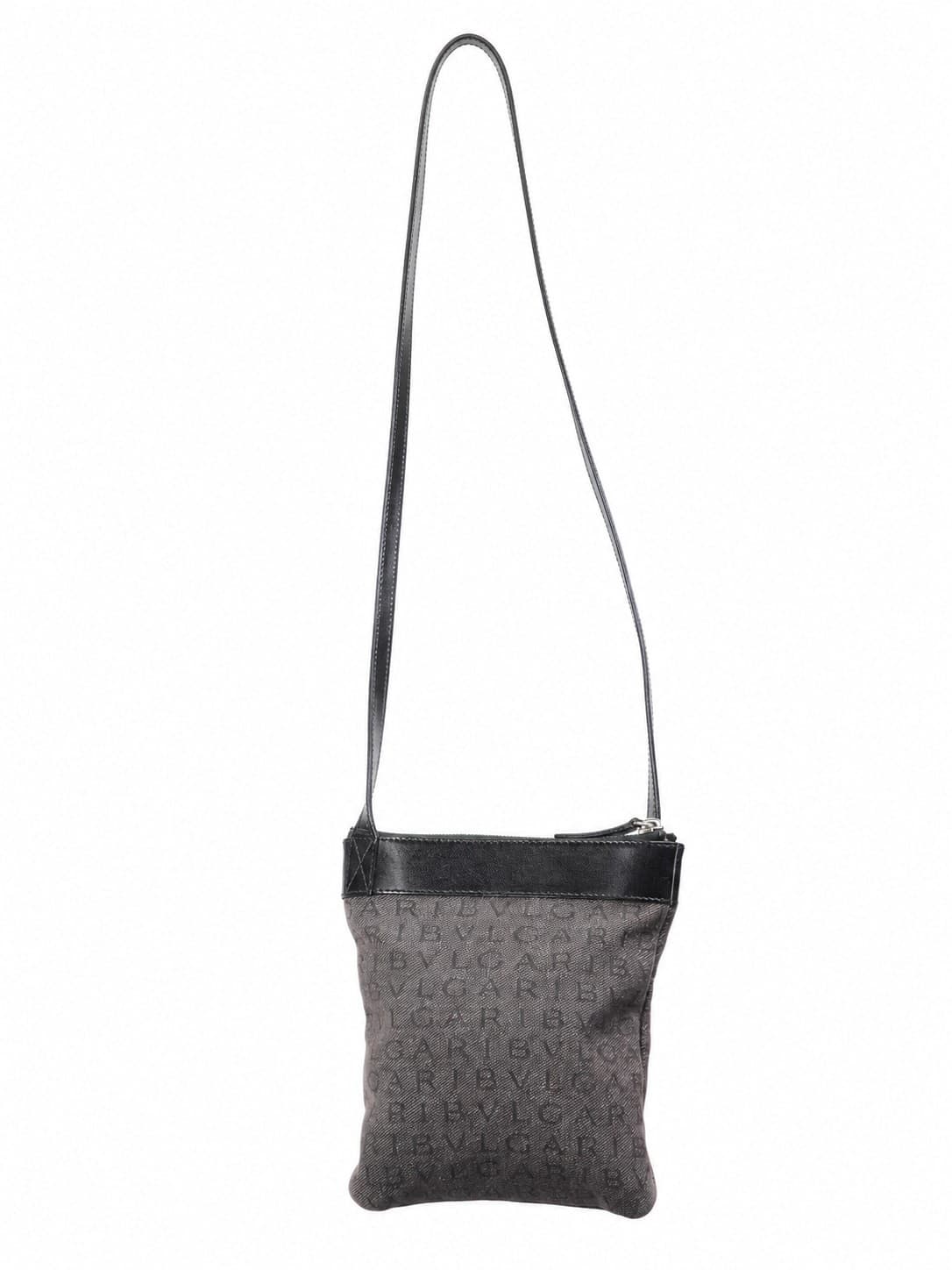 Bvlgari Logomania Canvas Leather Crossbody Shoulder Bag Purse Gray handbags auction on bidia.ai