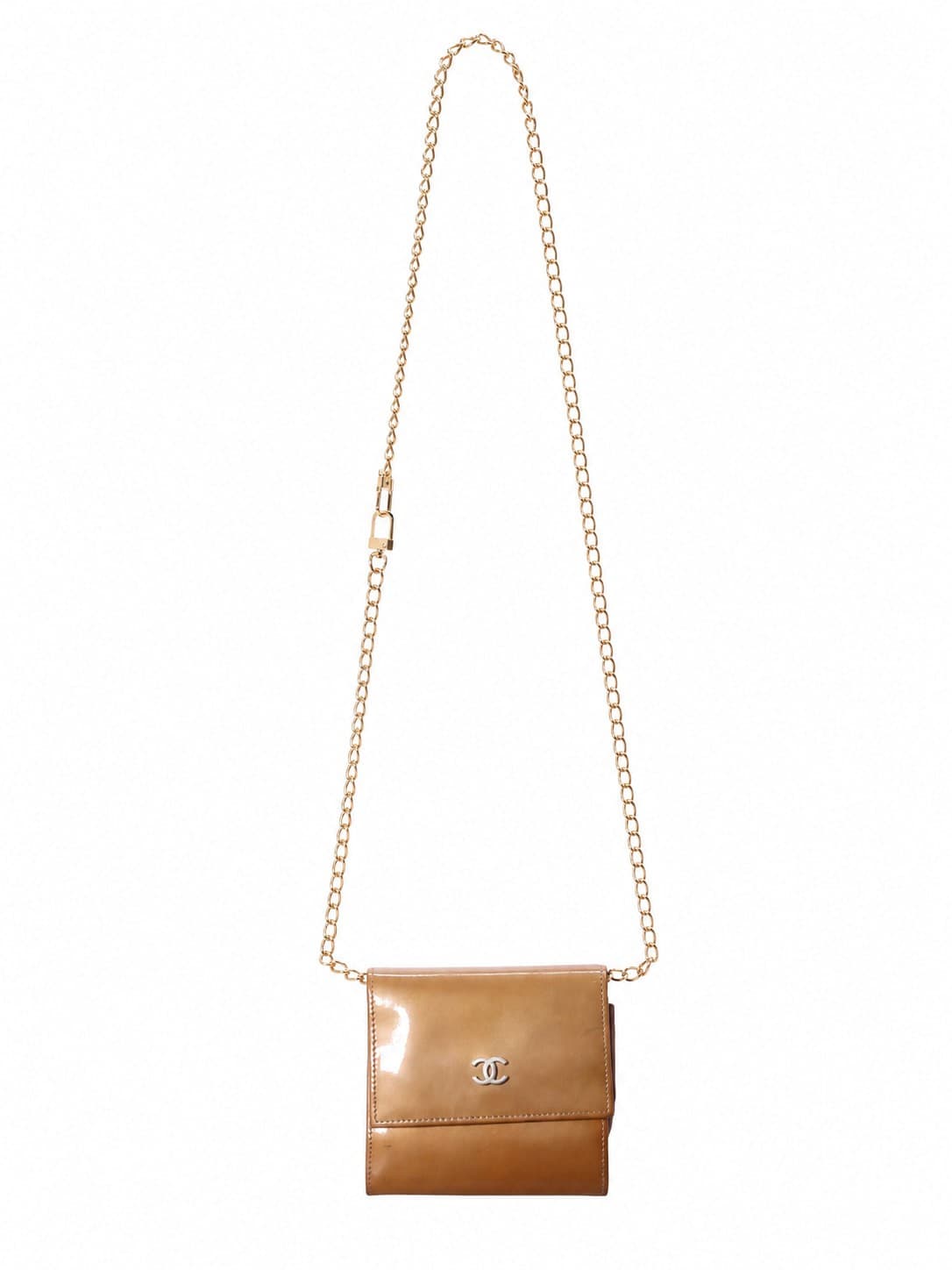 Chanel Patent Leather Compact Wallet On Chain Caramel Crossbody Bag Purse handbags auction on bidia.ai