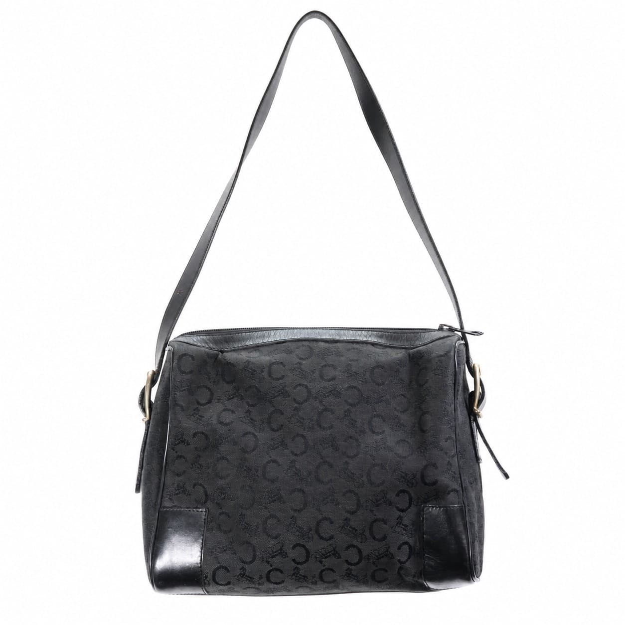 Céline Macadam Black Canvas Leather Shoulder Bag Crossbody Purse Handbag handbags auction on bidia.ai
