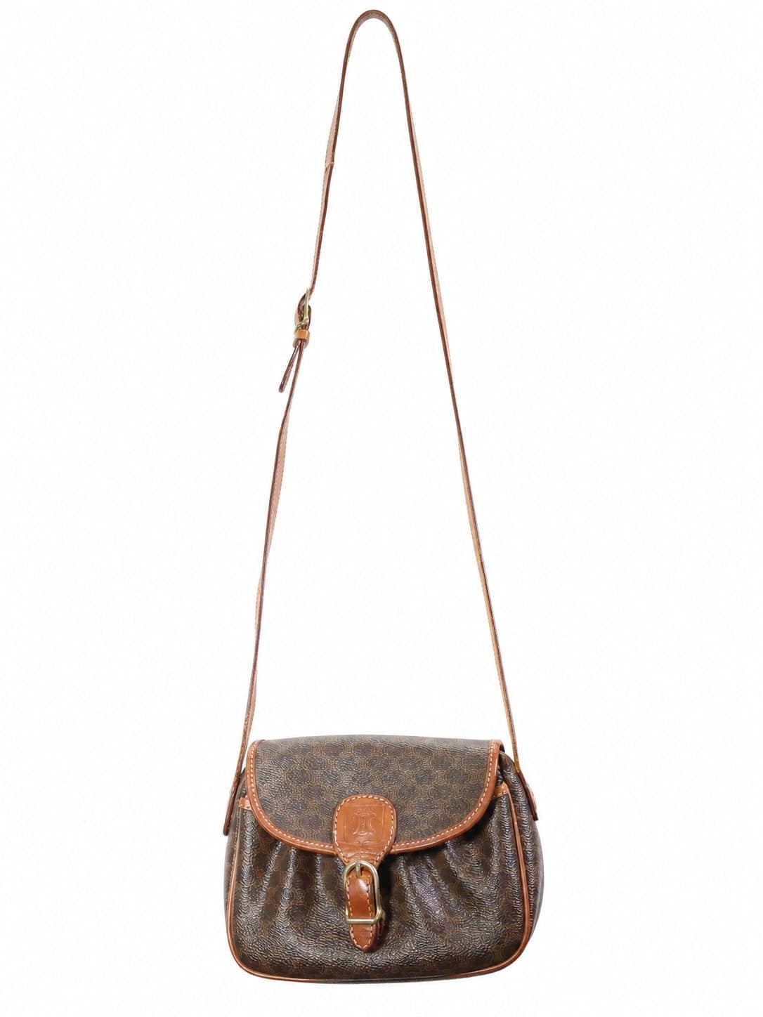 Céline Macadam Canvas Leather Crossbody Shoulder Bag Handbag Purse Brown handbags auction on bidia.ai