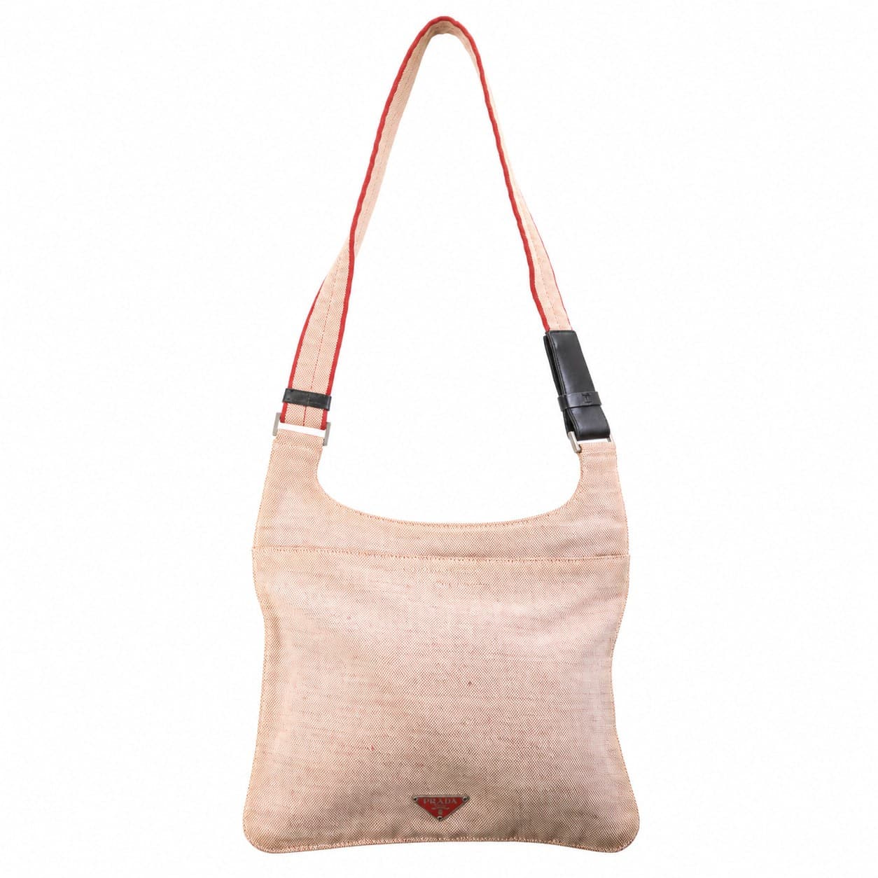 Prada Canvas Checkerboard Shoulder Bag Crossbody Handbag Purse Beige Red Hobo handbags auction on bidia.ai