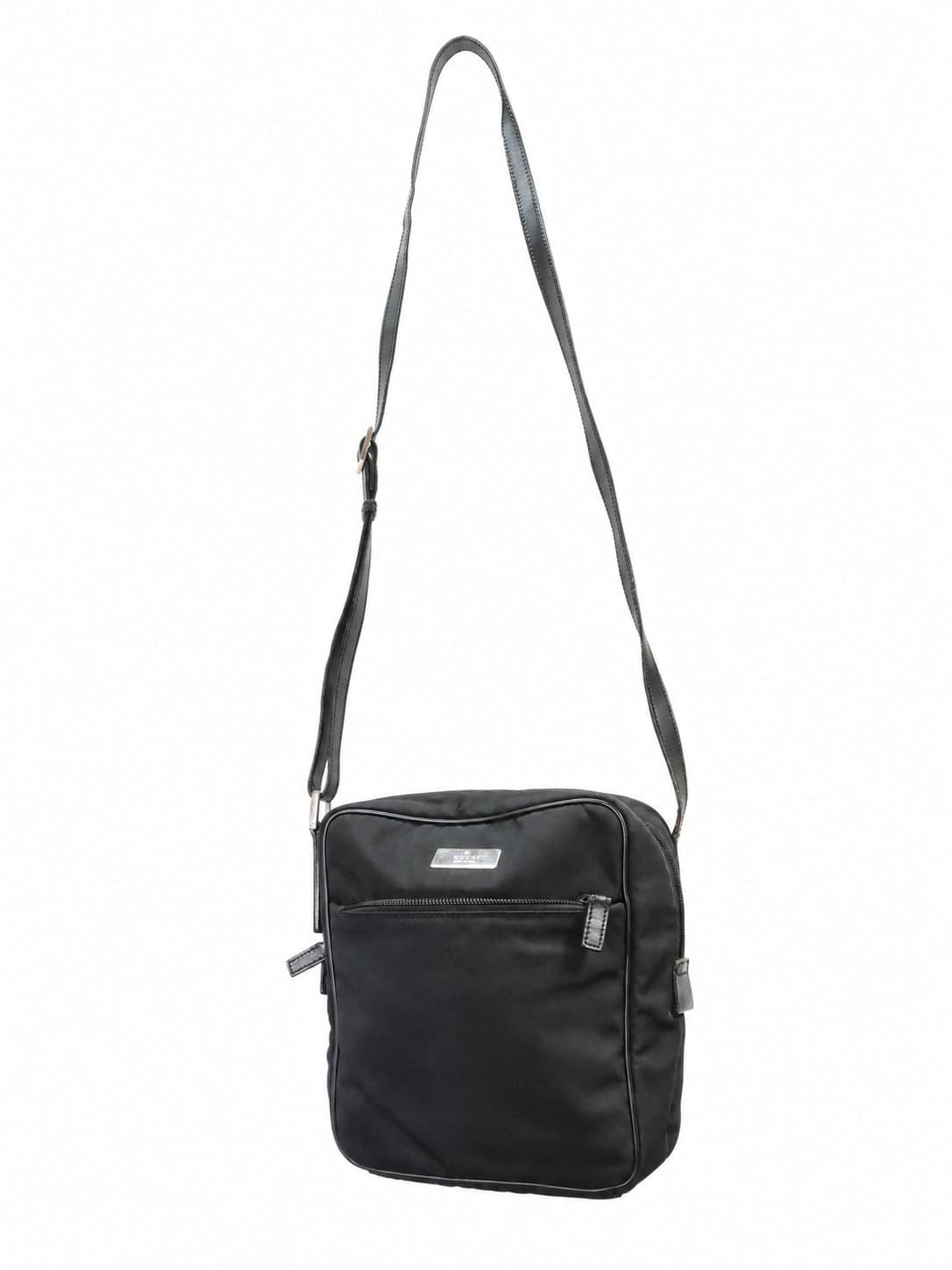 Gucci Black Nylon Leather Trim Crossbody Messenger Bag Shoulder Bag Purse handbags auction on bidia.ai