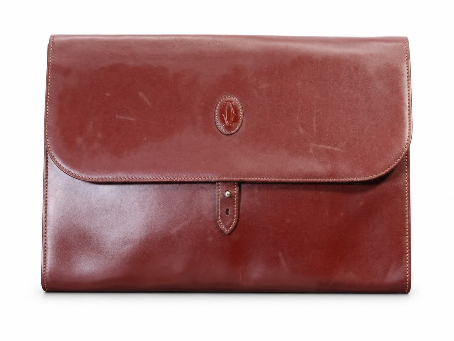 Cartier Must De Cartier Burgundy Leather Document Holder Clutch Bag Purse handbags auction on bidia.ai