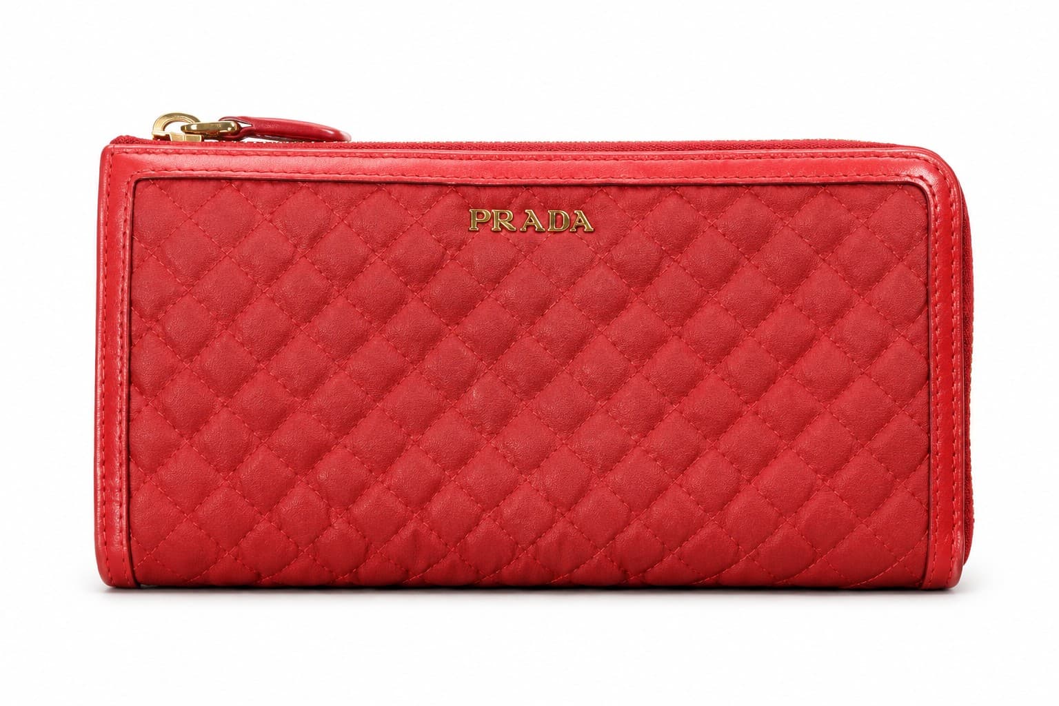 Prada Tessuto Continental Quilted Wallet Clutch Leather Trim handbags auction on bidia.ai