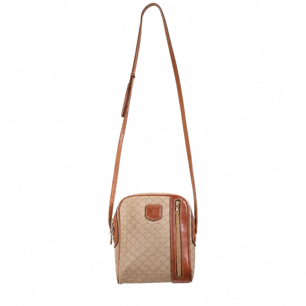 Céline Macadam Canvas Leather Crossbody Shoulder Bag Handbag Purse Brown Beige handbags auction on bidia.ai