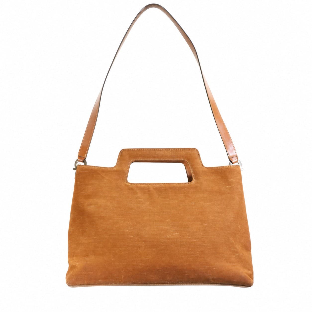 Salvatore Ferragamo Suede Leather Handbag Purse Bag Top Handle Shoulder Brown handbags auction on bidia.ai