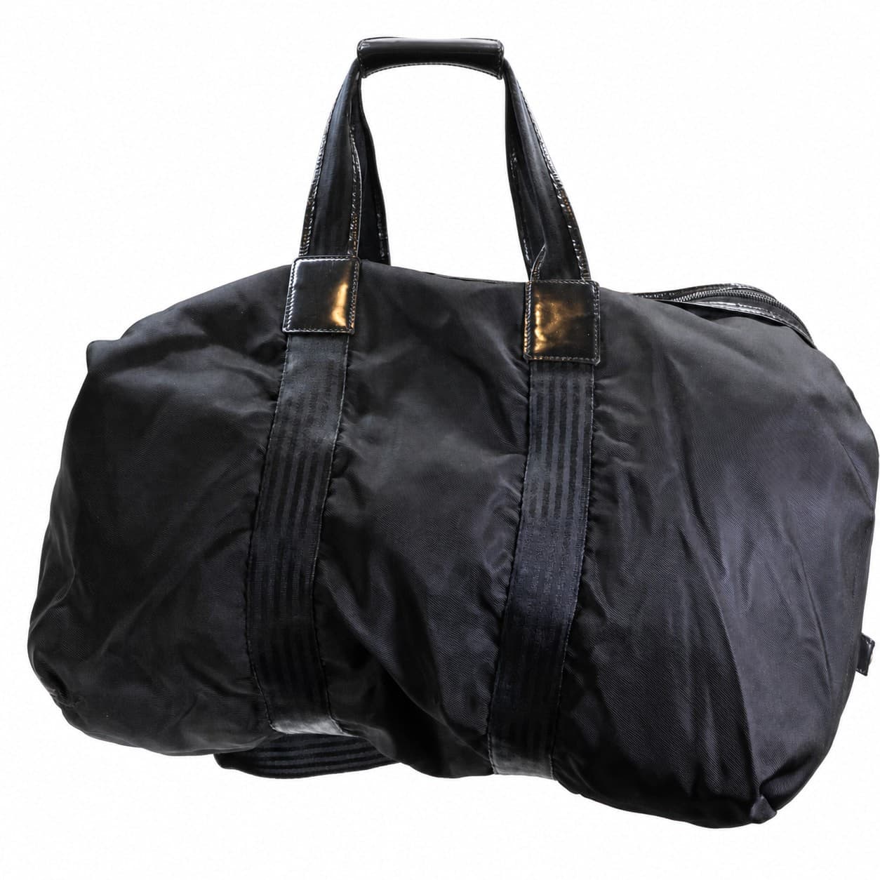 Gucci Black Nylon Duffel Hobo Shoulder Bag Handbag Purse Patent Leather handbags auction on bidia.ai