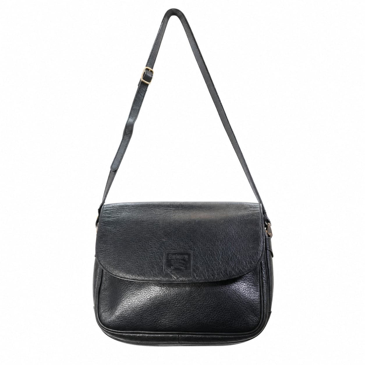 Burberrys Black Leather Crossbody Shoulder Bag Purse Handbag Flap handbags auction on bidia.ai