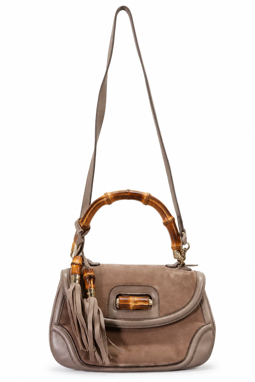 Gucci Bamboo Handle Brown Crossbody Purse Handbag handbags auction on bidia.ai