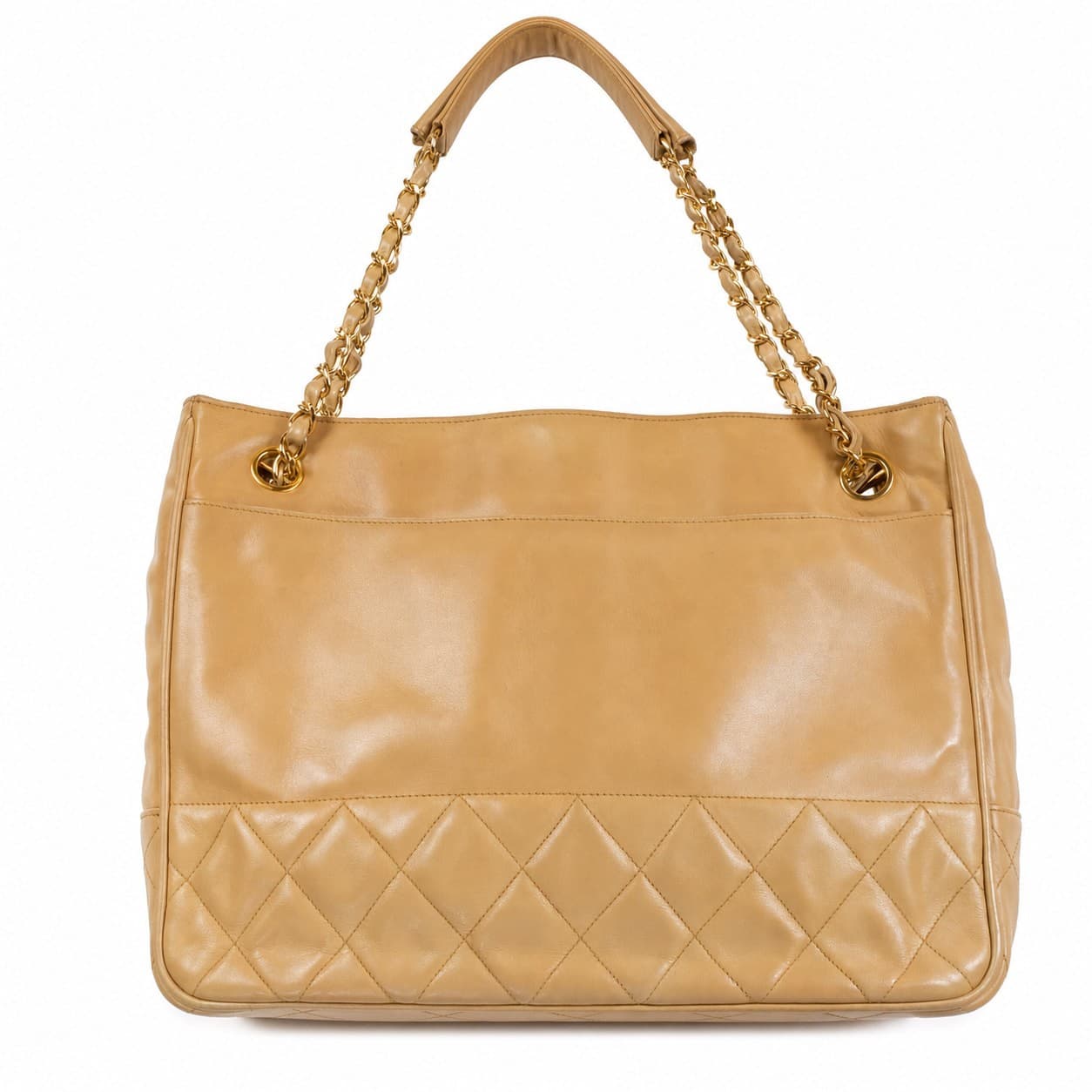 Chanel Beige Leather Quilted Shoulder Bag Tote Handbag Purse Chain Strap handbags auction on bidia.ai