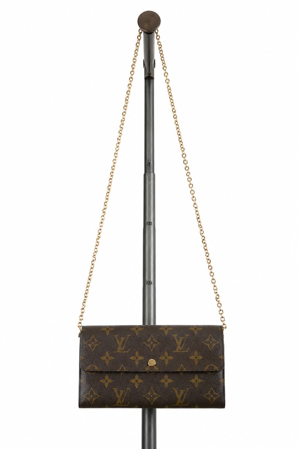 Louis Vuitton Monogram Canvas Wallet On Chain Purse Handbag Clutch Brown handbags auction on bidia.ai