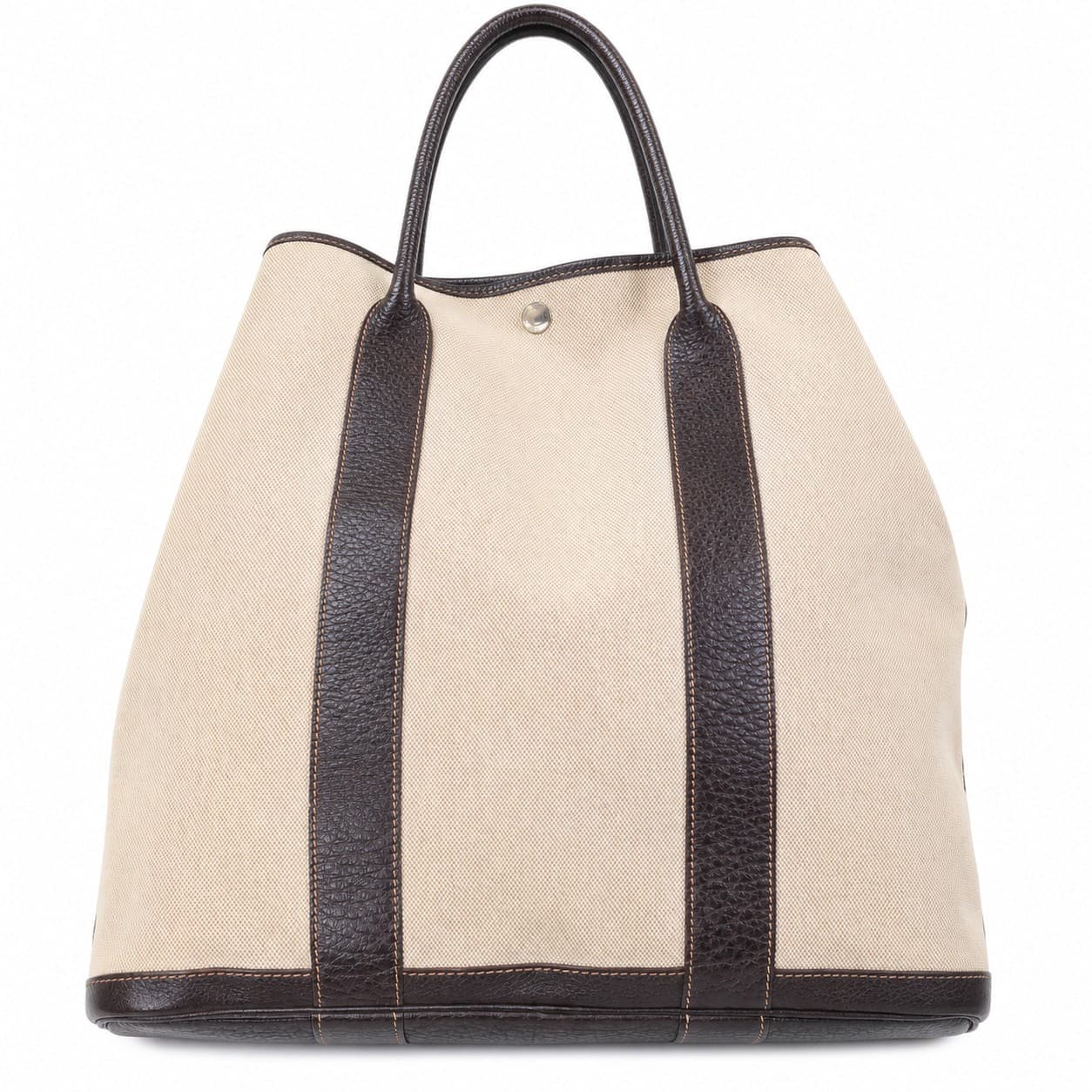 Hermès Canvas Leather Tote Handbag Purse Bag Natural Brown Garden Party handbags auction on bidia.ai