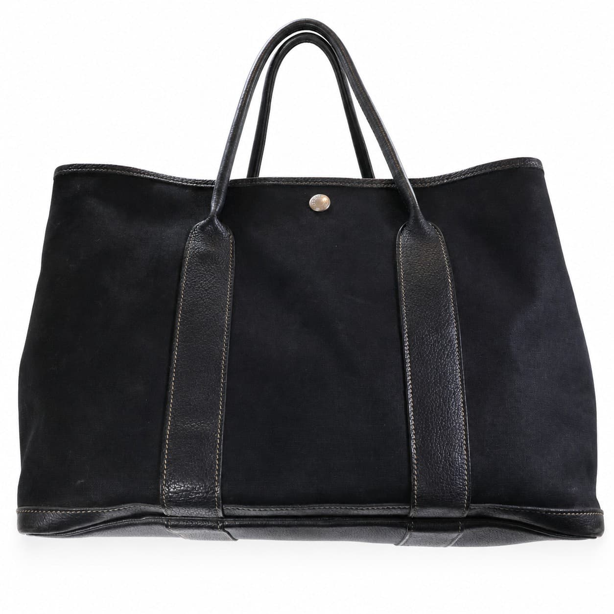 Hermès Garden Party 36 Black Canvas Leather Tote Handbag Bag Purse handbags auction on bidia.ai