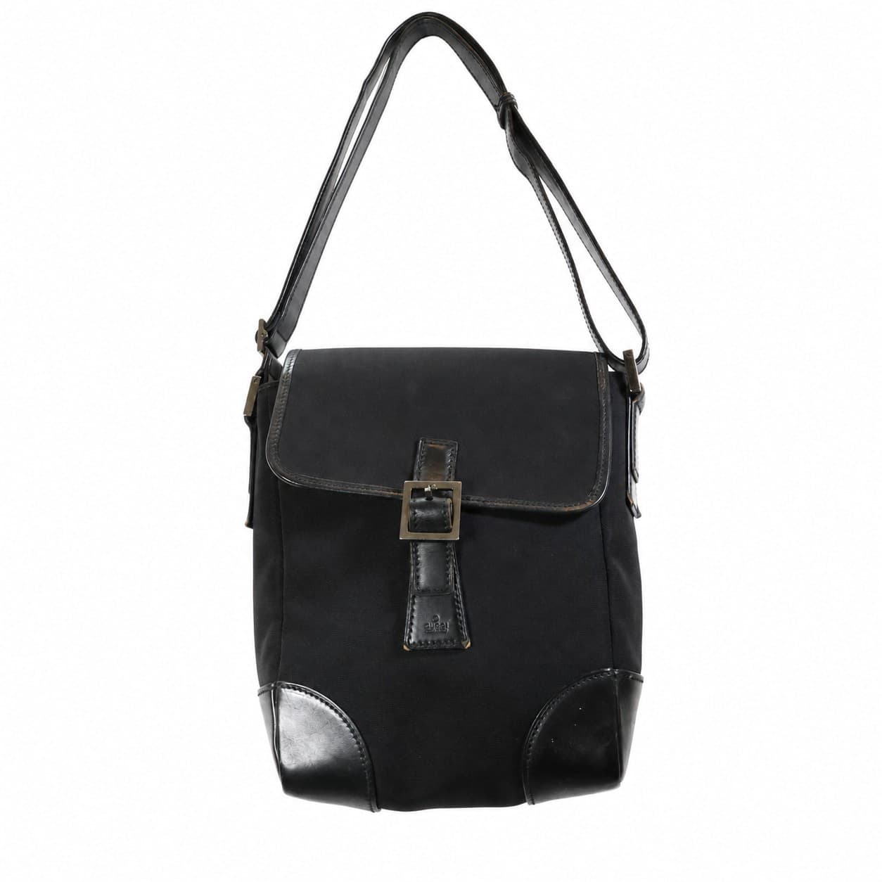 Gucci Black Canvas Leather Shoulder Bag Crossbody Purse Handbag handbags auction on bidia.ai