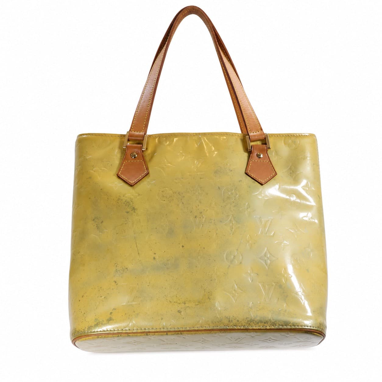 Louis Vuitton Houston Vernis Yellow Patent Leather Monogram Tote Handbag Purse handbags auction on bidia.ai