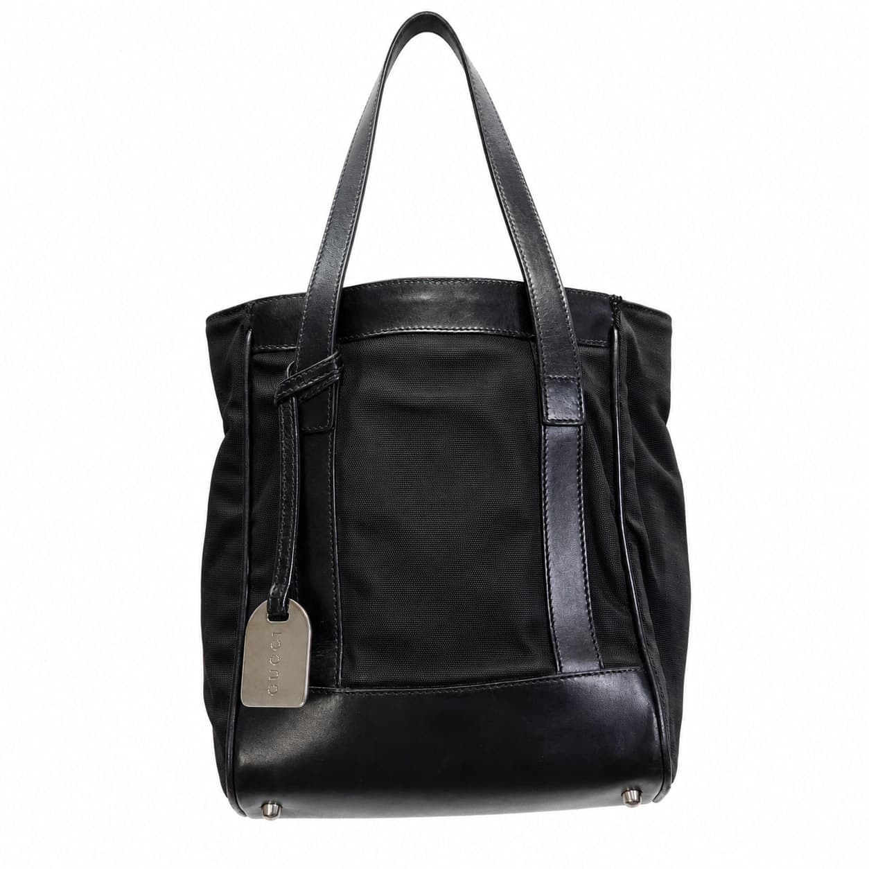 Gucci Black Canvas Leather Tote Shoulder Bag Handbag Purse handbags auction on bidia.ai