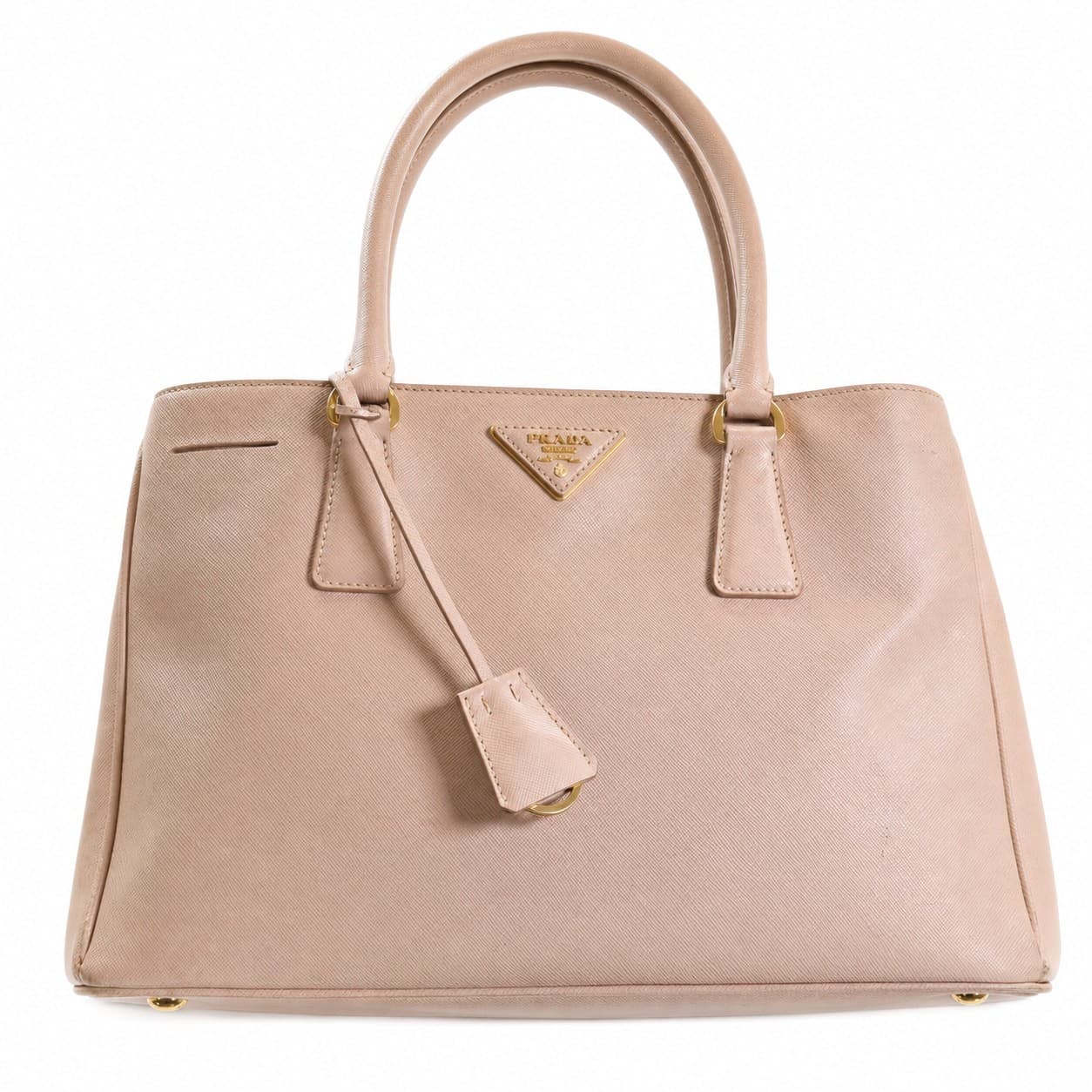 Prada Saffiano Lux Galleria Tote Handbag Shoulder Bag Leather Cammeo BN1874 handbags auction on bidia.ai