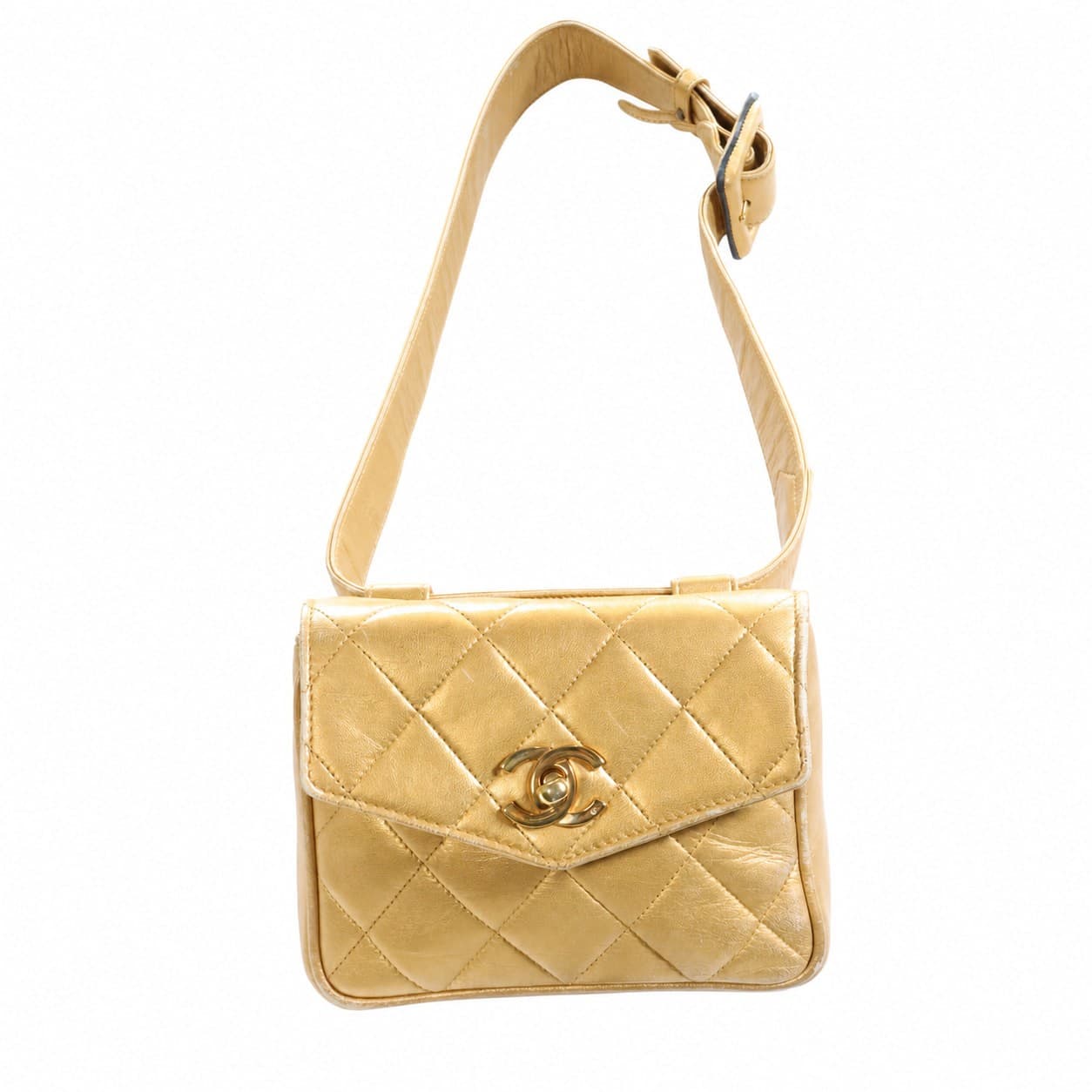 Chanel Quilted Lambskin Mini Flap Crossbody Shoulder Bag Handbag Purse Gold handbags auction on bidia.ai