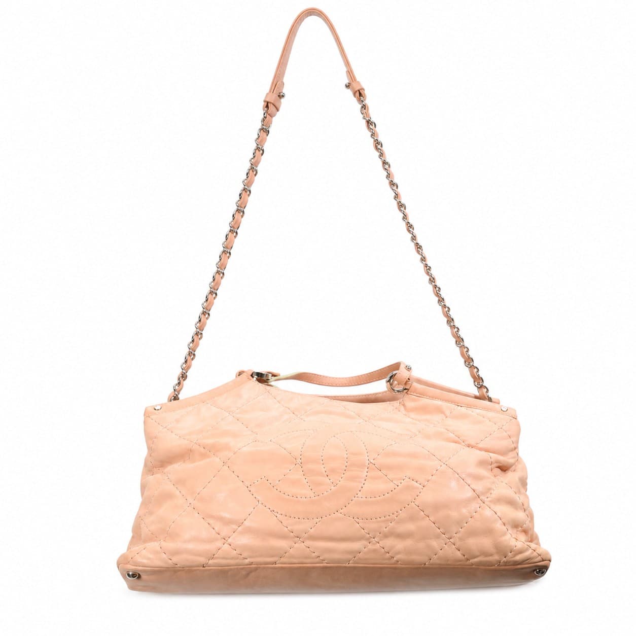 Chanel Quilted Leather Bowling Bag Shoulder Bag Handbag Purse Pink handbags auction on bidia.ai
