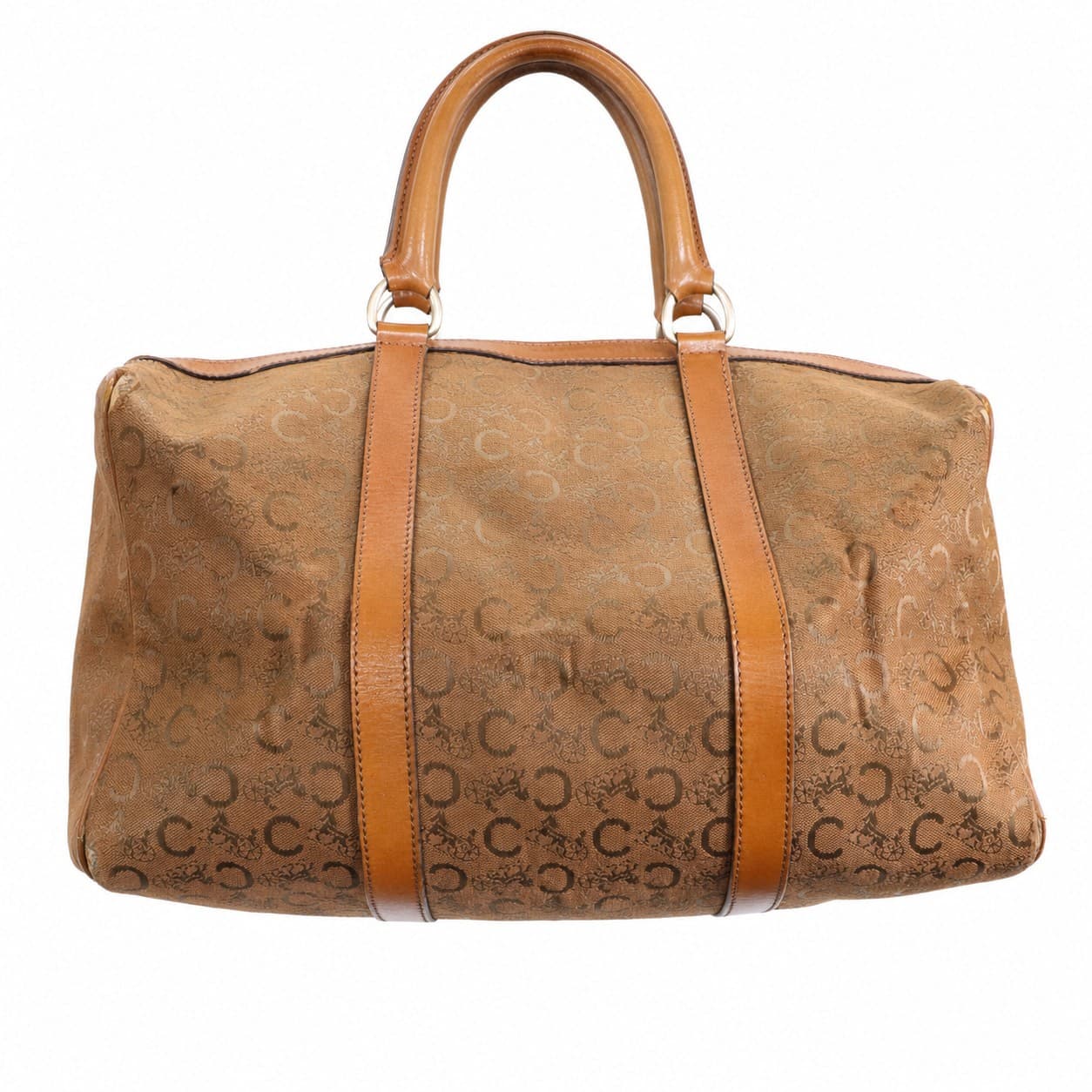 Céline Macadam Monogram Canvas Leather Boston Bag Handbag Purse Brown handbags auction on bidia.ai