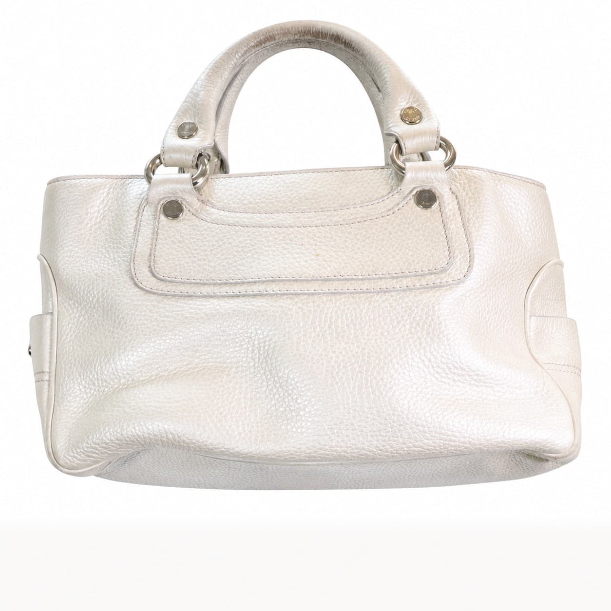 Céline Ivory Pebbled Leather Top Handle Satchel Handbag Purse Bag handbags auction on bidia.ai