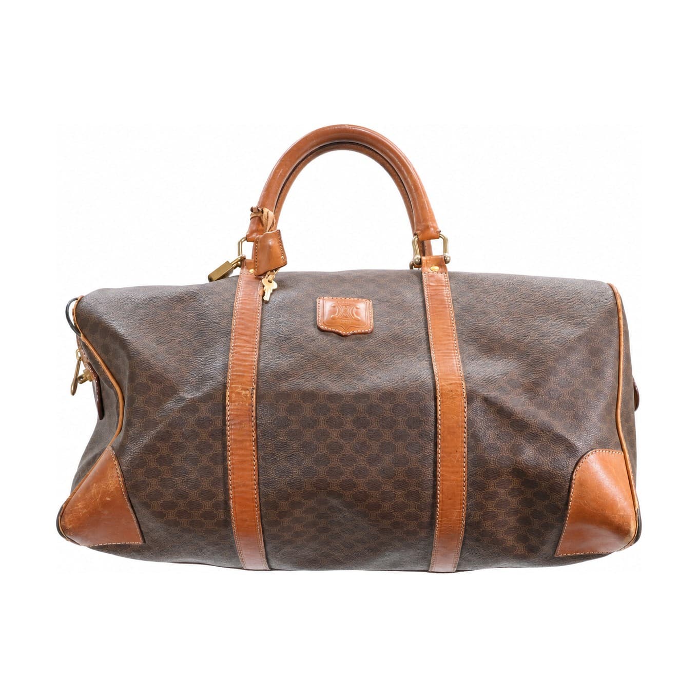 Céline Macadam Duffle Bag Travel Bag Weekend Bag Boston Bag Brown Canvas Leather handbags auction on bidia.ai
