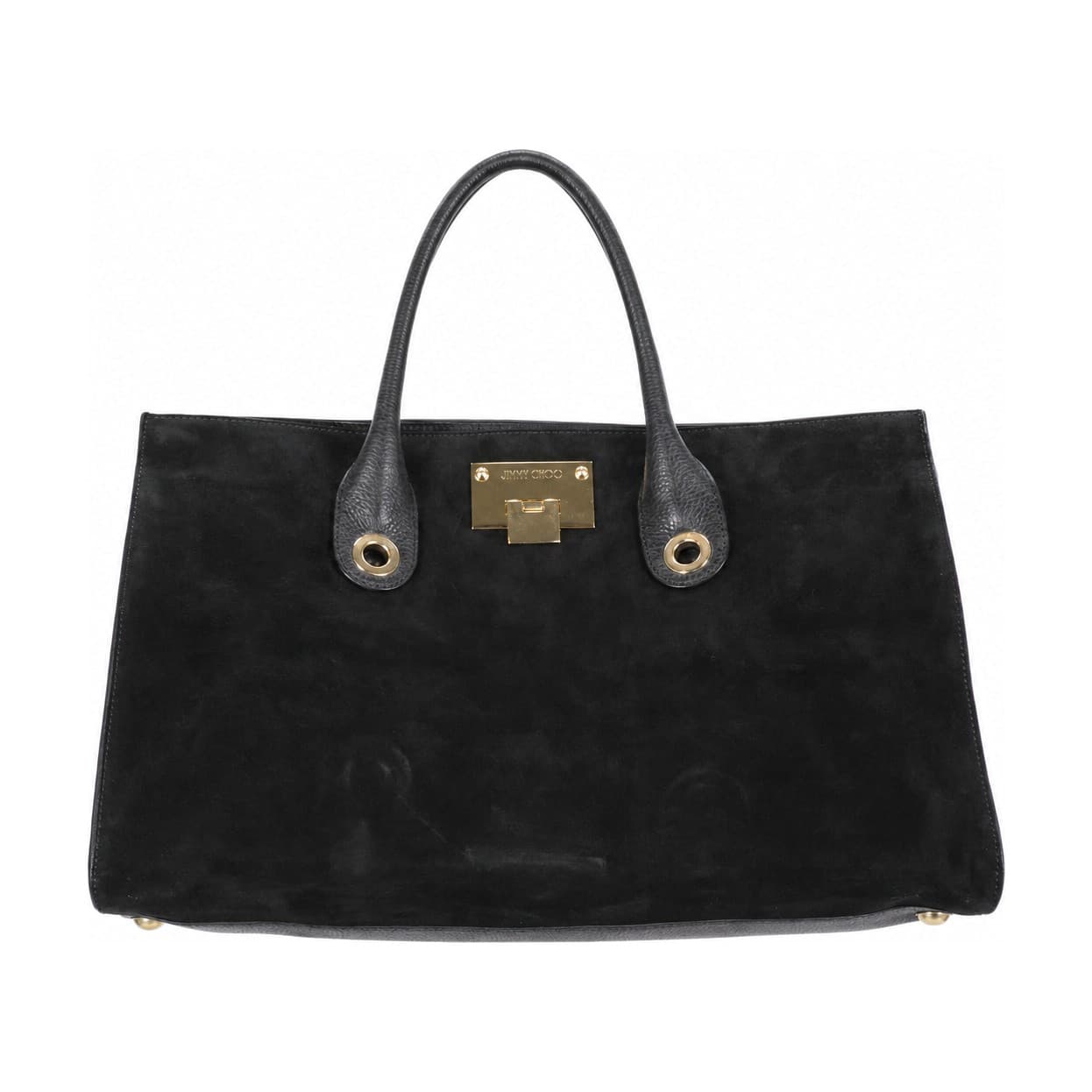 Jimmy Choo Riley Black Suede Leather Tote Bag Handbag Purse Top Handle handbags auction on bidia.ai